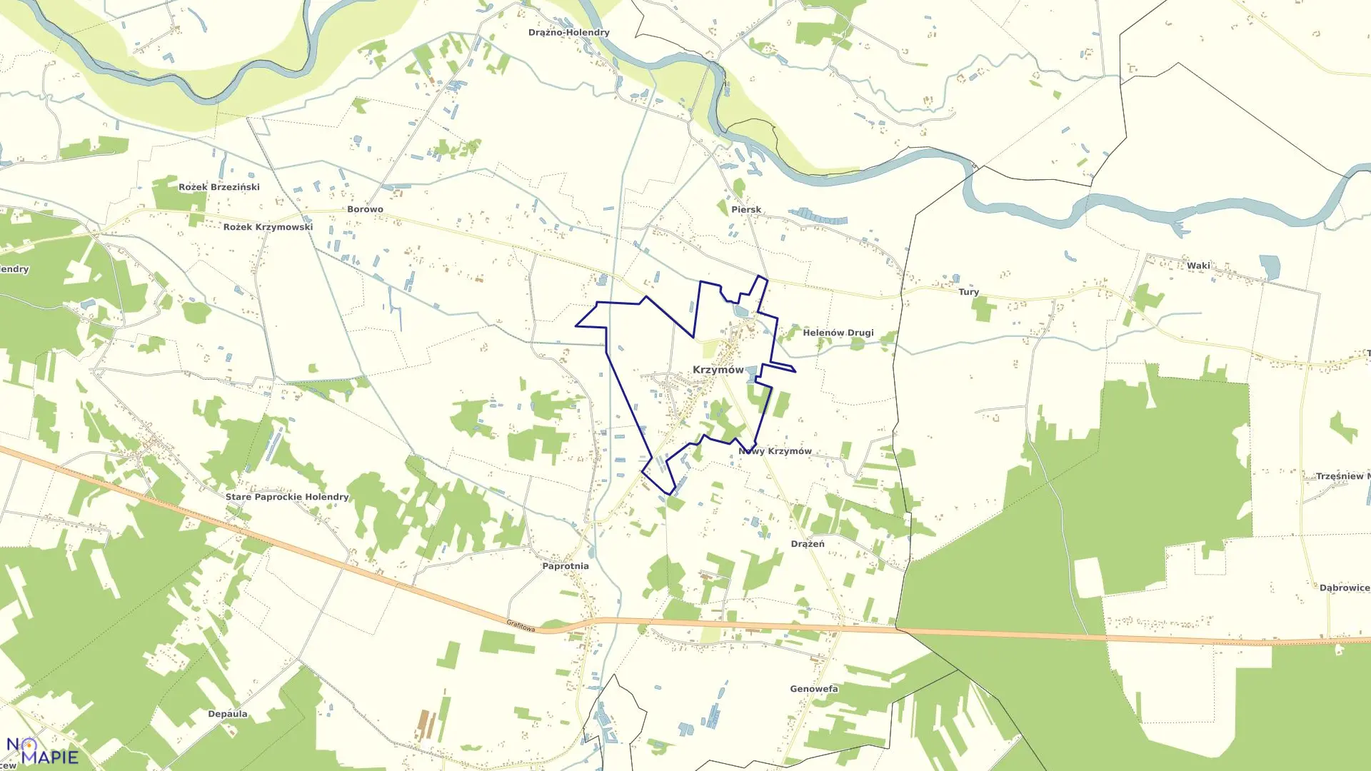 Mapa obrębu KRZYMÓW w gminie Krzymów
